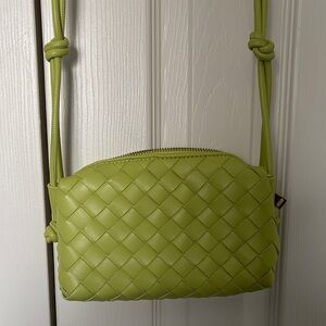 Lime Green Woven Adjustable Crossbody Bag